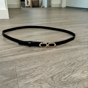 Elegant Black Belt with Gold Buckle